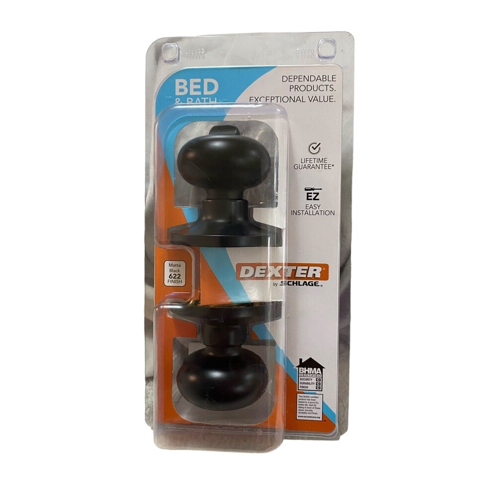 Schlage Dexter Bed & Bath Privacy Door Knob Matte Black New Sealed